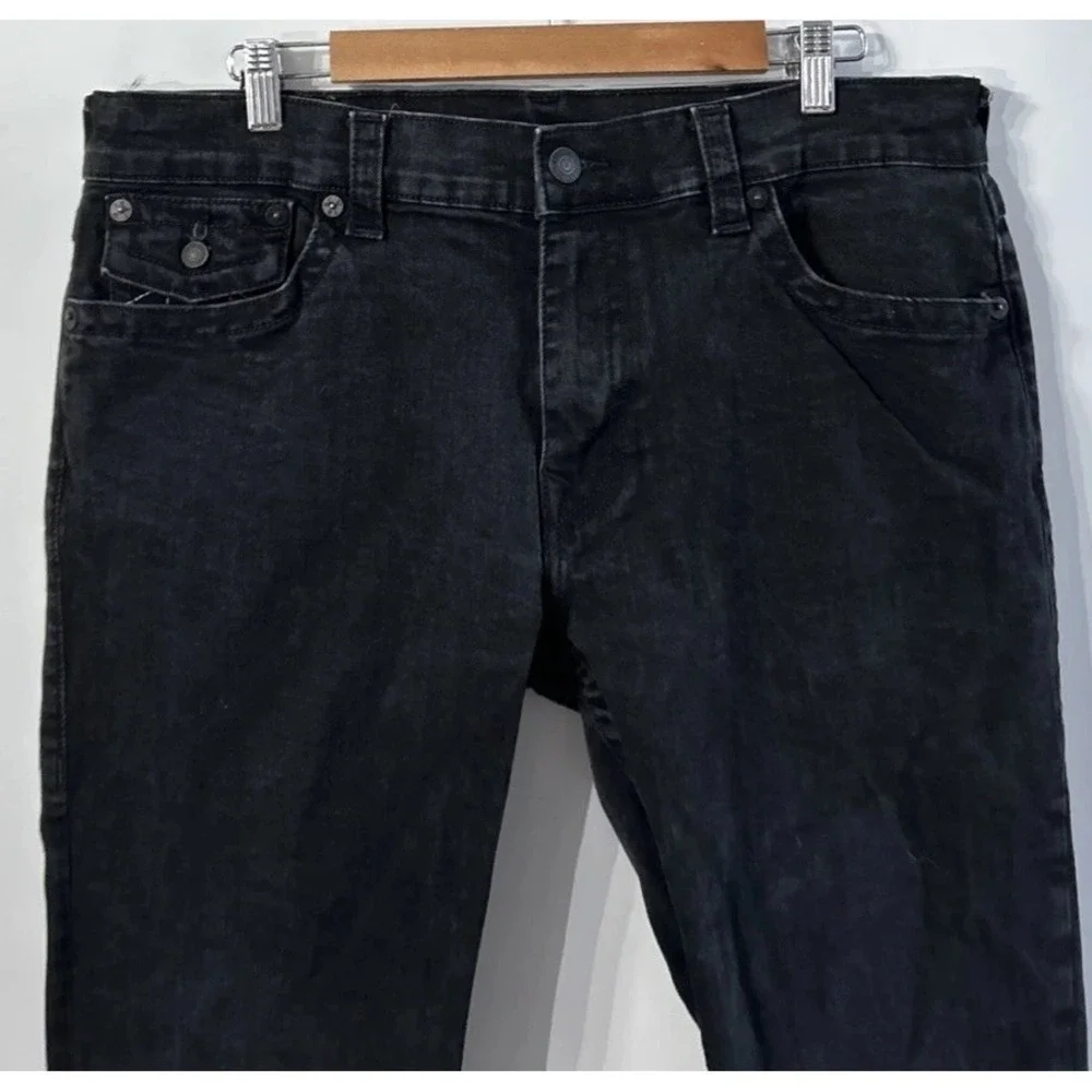 Mens True Religion Rocco Flap Relaxed Skinny Black Stretch Jeans Size 36